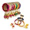 Silk Thread Bangles Designer Kundan Bangle Bracelet Set for Women Ethnic Handmade Beautiful and Stylish Assorted Kangan with Latkan Free Size Fashion Jewelry for Indian Wedding